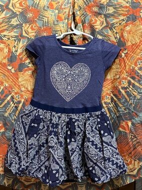 The Children's Place Navy Blue Paisley Heart Fit-and-Flare Dress